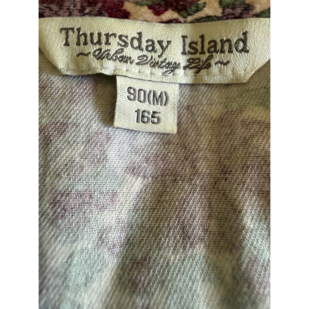 Thursday Island Floral Smocked Boho Midi Dress Burgundy Multi Long Sleeve - Picture 9 of 11